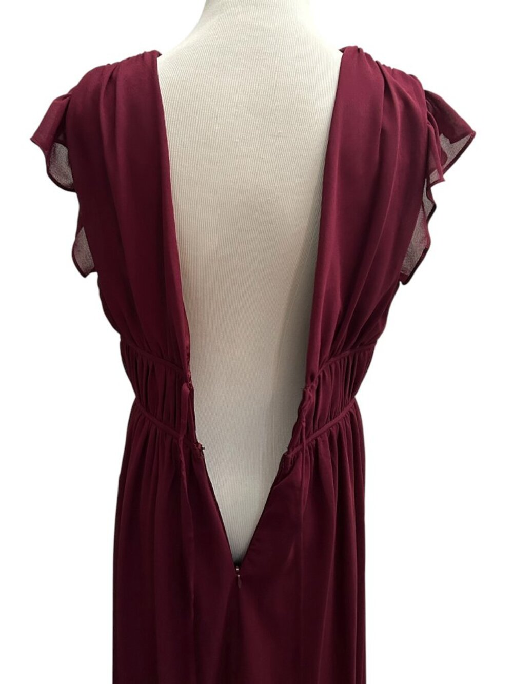 Lulus I'm All Yours Size L Large Burgundy Ruffled V-Neck Party Maxi Dress NWT - Picture 8 of 13